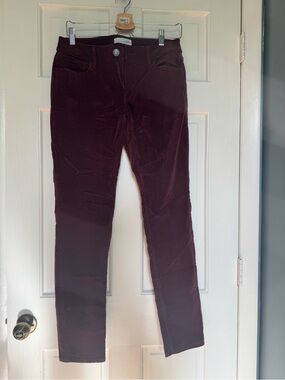 LOFT Straight-Leg Corduroy Pants in Burgundy